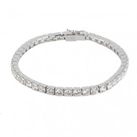 18k White Gold Round Brilliant Cut Diamond Line Bracelet 8.31ct H/I VS